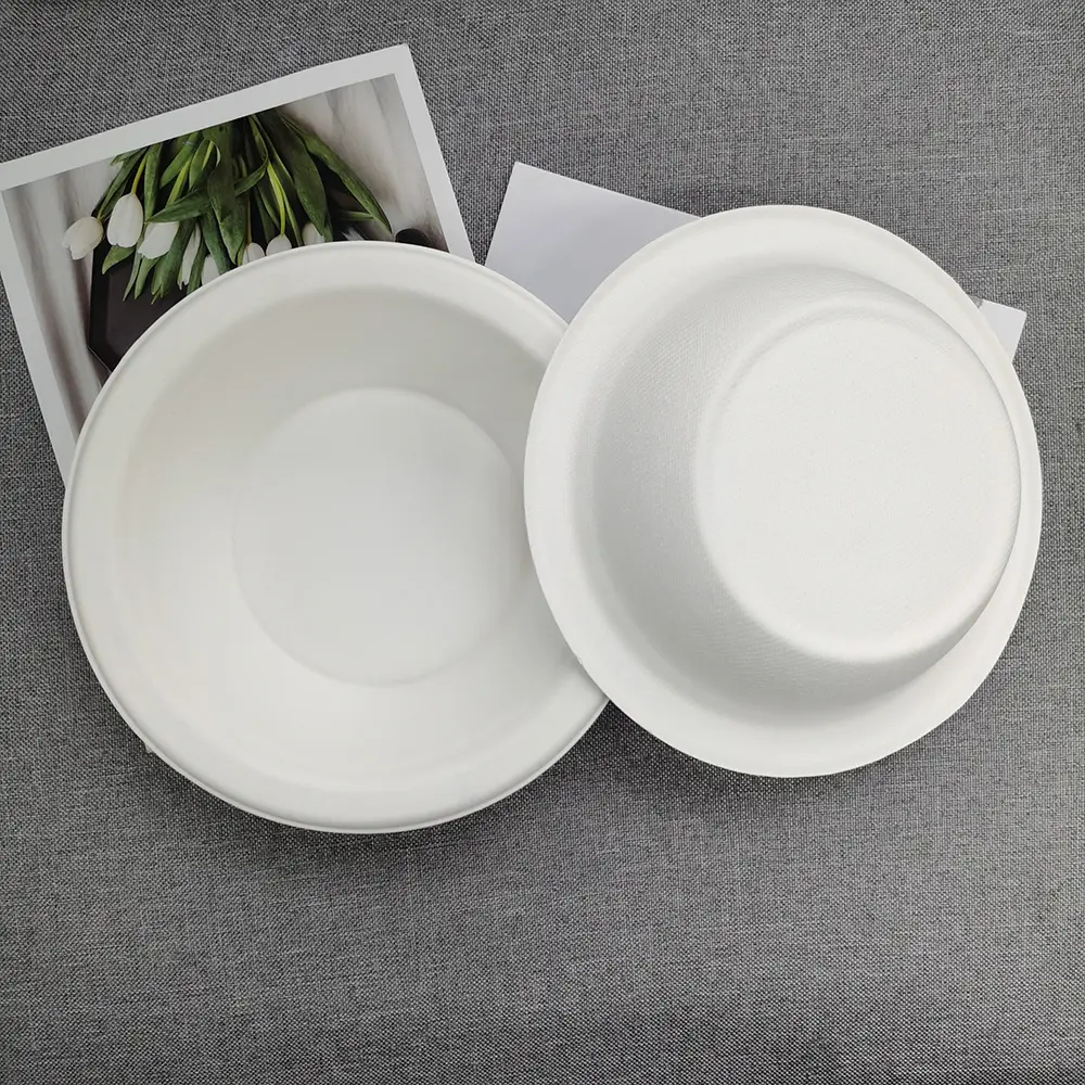 Eco-Friendly 14oz (400ml) White Bagasse Bowl – Biodegradable & Compostable for a Greener Future (12)